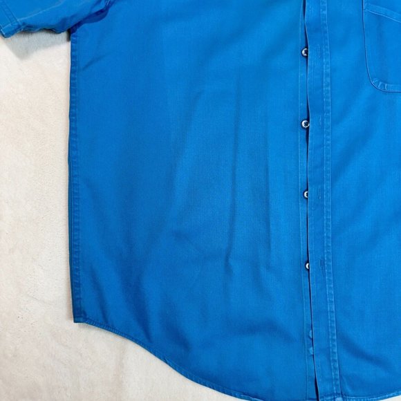 Vintage Penmans Men's L Polo Dress Shirt Blue Button Up Short Sleeve - Picture 8 of 12